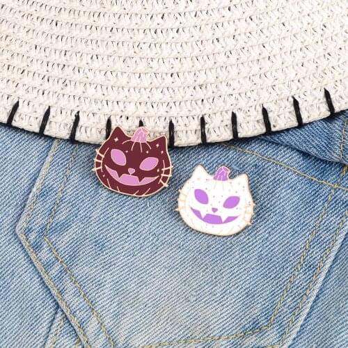 Creative Halloween Brooches Cartoon Pumpkin Cat Enamel Scary Ghost Badges Backpack Denim Lapel Jewelry Decoration For Party Gift