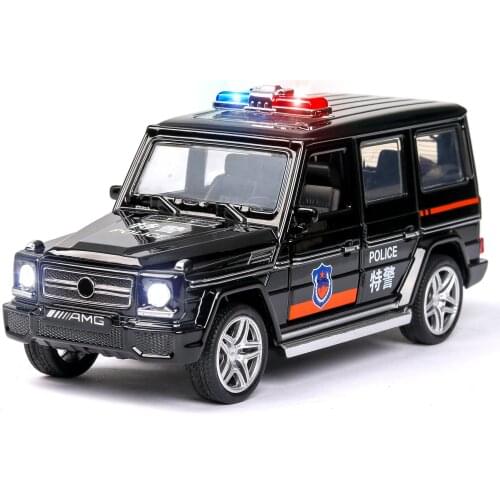 1:32 high simulation G63 swat police car version with sound and light door children alloy toy car model decoration gift