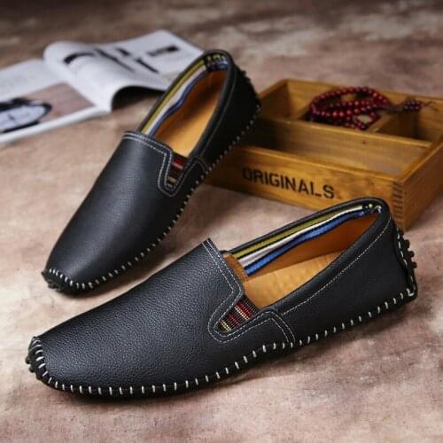 Men Casual Genuine Leather Hand-stitched Brand High Quality Soft Loafers Leisure Party Moccasins Light Driving Handsome Mature