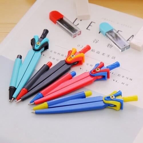 10 Sets Drawing Compass Set with Eraser Refill Student Mathematics Professional Drafting Tools Cute Cartoon Stationery School
