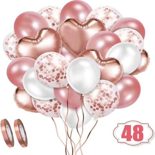 48pcs New Sequined Aluminum Film Rubber Balloons Set Customized Birthday Party Decoration Layout Wedding