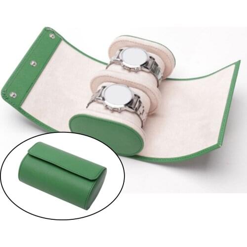 Portable Universal 2 Slot PU Leather Watch Roll Bag Display Case Travel Jewelry Collector Holder Accessories