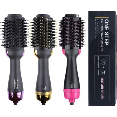 Dropshipping 2 in 1 One Step Hair Dryer & Volumizer Salon Hot Air Brush Hair Straightener Comb Curling Brush Hair Styling Tools
