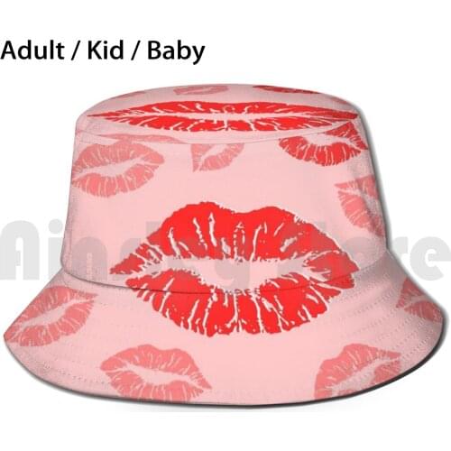 Lipstick Kiss Pattern Sun Hat 1627 Bucket Hat Lipstick Kiss Kisses Lipstick Pattern Love Peace Together