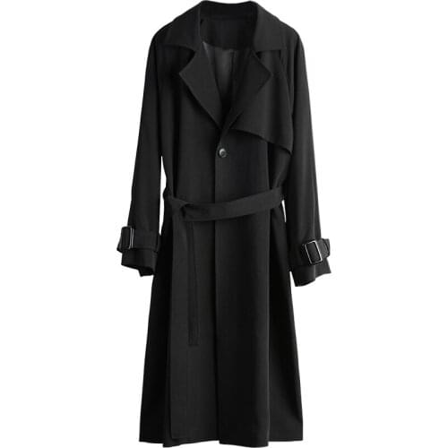 Temperament Windbreaker 2021 New Mid-Length Black Coat Womens Spring Autumn Trench Coats For Women Outerwear 103A