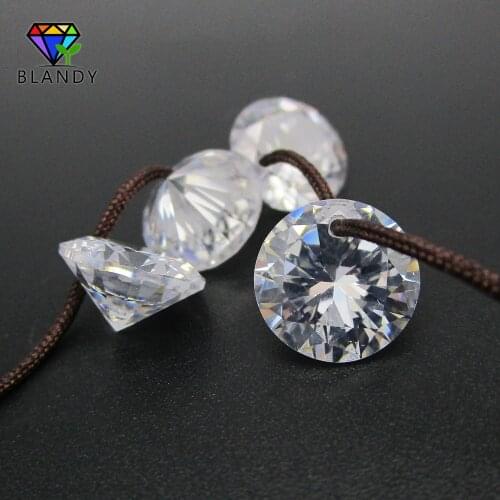 High Quality 50pcs 12mm 14mm Loose Cubic Zirconia 5A Round Cut Synthetic CZ Stone with One Hole for DIY Jewelry