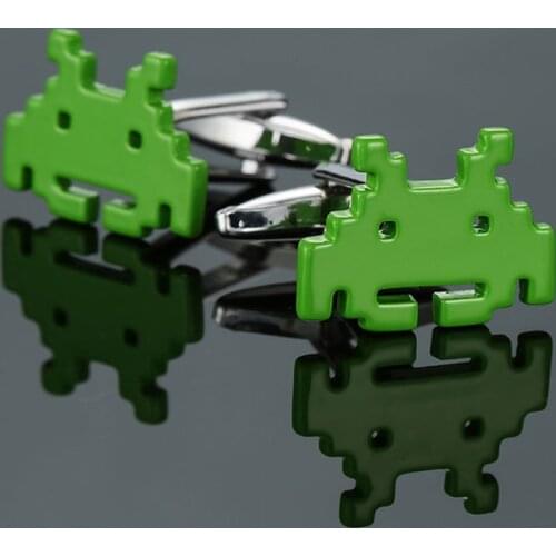 High quality Android Cufflinks new fashion jewelry green Cufflinks mens business shirt suit badge pin gift