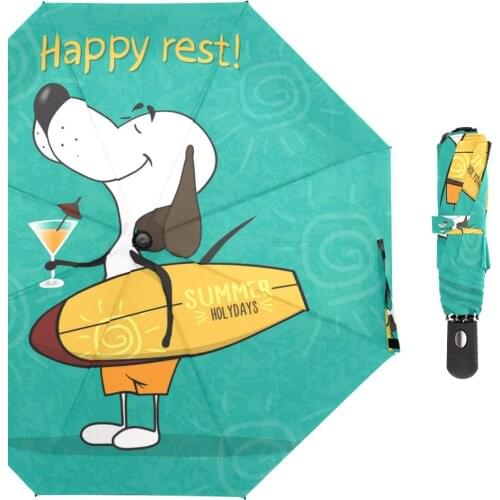 Cute Dog Kids Automatic Umbrellas Light and Durable 8 Ribs Strong Men Umbrella Rain Women Folding Travel Umbrella