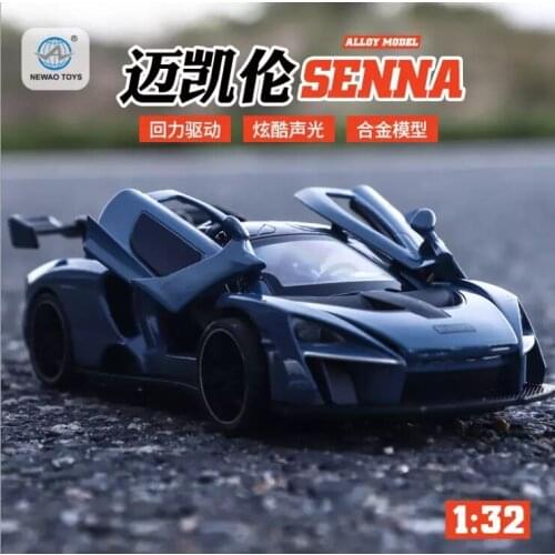 1: 32 Simulation McLaren Senna Alloy Car Model Children S0ound And Light Toy Racing Boy Christmas Birthday Gift Blue