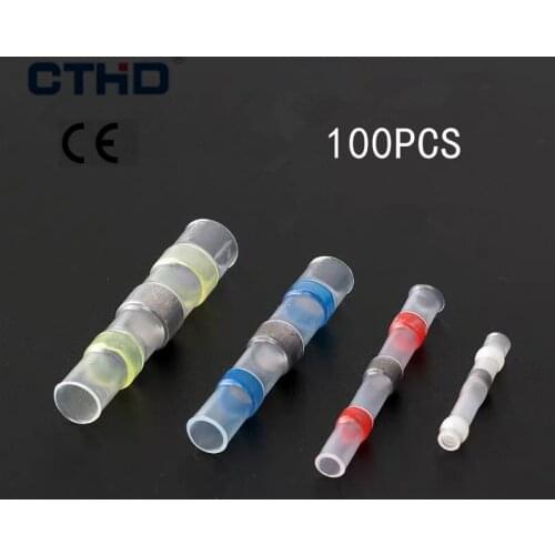 10-200Pcs Solder Seal Wire Connectors - Heat Shrink Solder Butt Connectors - Solder Connector Kit - Automotive Marine Insulated
