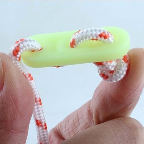 10pcs 4mm Plastic Luminous 3 Hole Camping Tent Cord Rope Adjusters Runners Tent Accessories for Awning Canopy