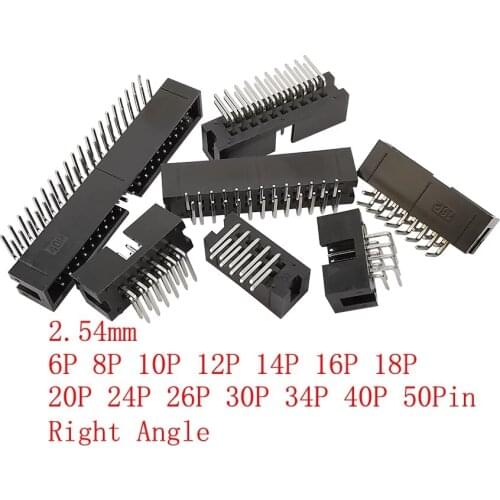 10Pcs DC3 2.54mm Pitch Socket Header Connector ISP Male Double-Spaced Right Angle/Straight Needle IDC JTAG Box Headers 6P-50Pin