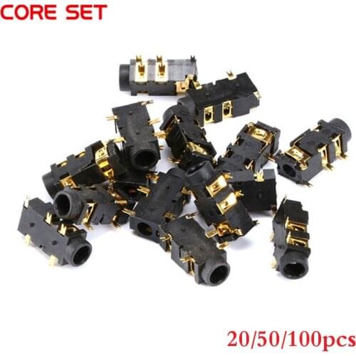 100PCS 3.5MM Headphone PJ-327A Gold-Plated Patch 5 Pin SMD Audio Earphones/Headphone Socket PJ327A MP3 Accessories High Quality