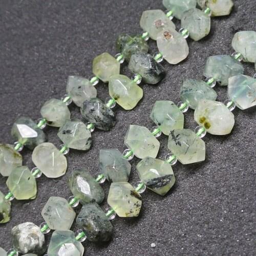 11x15mm Natural Faceted Rectangle Cuboid Green Prehnites beads For Jewelry Making Beads 15'' DIY Beads Necklace Earring Trinket