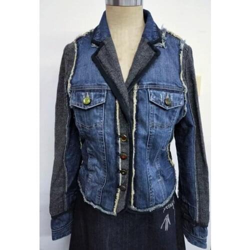 2021 Spain single embroidered nail bead hem flicking olive jacket with embroidered patchwork basin collar diagonal zipper jacket