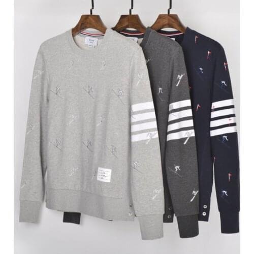 2021 Fashion TB THOM Brand Clothing Ski Embroidery Jacket Men Women Sweatshirts O-Neck Couple Casual Sportswear Coat