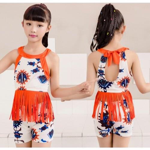 2021 New Fashion 5-9 Years Old Girls Swimsuit Printing Split Swimsuit Foreign Style Leisure Vacation Swimwear
