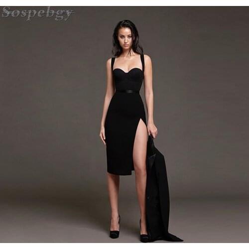 2021 Summer New Fashion Womens Suspender Dress Side Opening and Closing Waist Sexy Halter Party Club Bodycon Bandage Dress