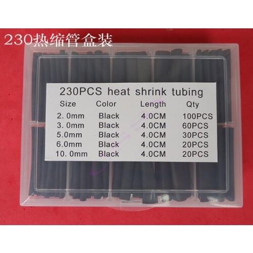 230pcs/box new free shipping Assortment Electronic heat shrink tube ratio 2:1 wire cable wrap cable sleeves apple data line