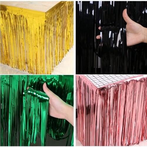 275x75cm Bachelorette Party Decoration Glitter Tinsel Table Skirt First Birthday Party Wedding Decoration Hawaii Party Supplies