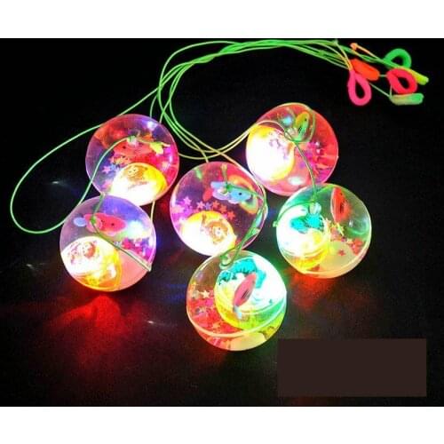 [3 7.8 Free Shipping] Luminous Ball Elastic Crystal Ball Flash Childrens Toys with Rope Jump Luminous Ball Toys