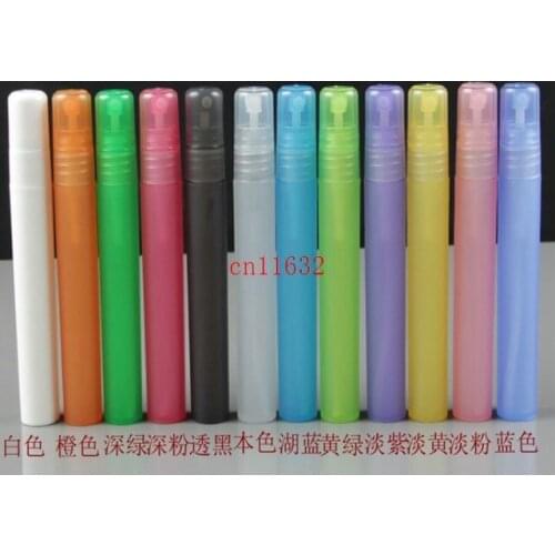 3000pcs/lot Free Shipping Colorful 10ML Plastic Perfume Bottle, PP Spray Bottle, 1/3 oz Plastic Atomizer, Scent Container