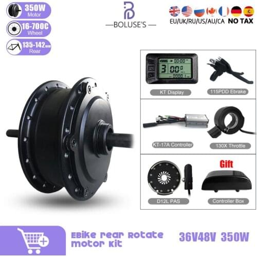 36V48V 350W Electric Bicycle Conversion Kit Gear Hub Motor EBike Kit 16/20/24/26/27.5/28/29Inch 700C KT Display Rear Drive EBike