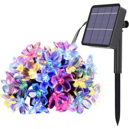 5m 7m 12m Peach Flower Solar Lamp Solar Garlands LightPower LED String Fairy Lights Garden Wedding Decor for Outdoor Christmas