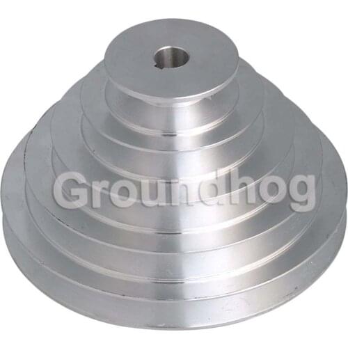 Aluminum 5 Step A Type V-Belt Pagoda Pulley Outter Dia 54-150mm(Hole Diameter 14mm 16mm 18mm 19mm 20mm 22mm 24mm 25mm 28mm)