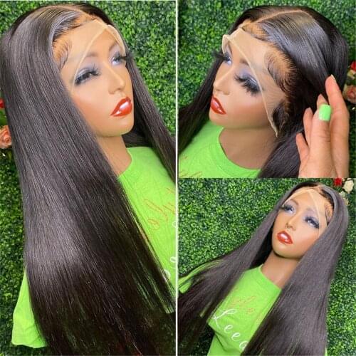Glueless Lace Wigs Long Silky Straight Synthetic Lace Front Wig Heat Resistant Fiber Natural Black Baby Hair