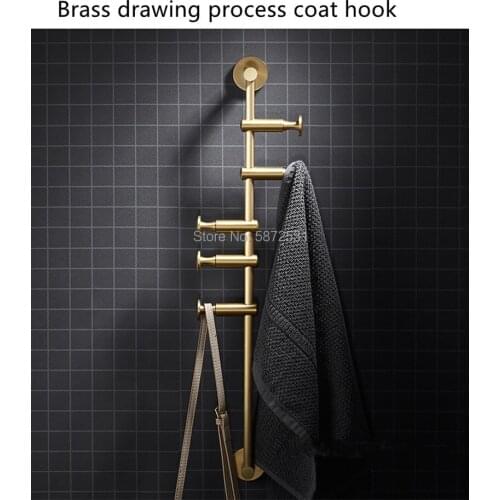 Nordic brass coat hanger wall hanging wall bedroom coat rack light luxury clothes shelf porch storage hook