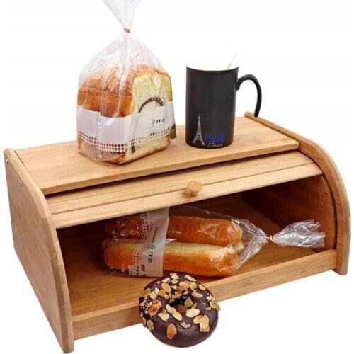 Large Bamboo Bread Box Storage Bins With Cover Pastry Fruit Snack Dust-proof Food Containers Kitchen Organizer Home Decor