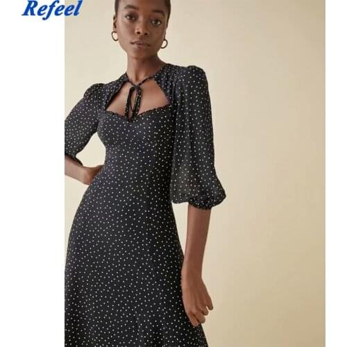 Elegant bohemian black print long summer dresses ruffles butterfly sleeve asymmetrical high waist reversible dress