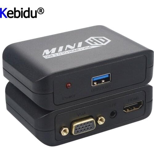 HD USB3.0 To HDMI-compatible/VGA Converter 1080P USB 3.0 To DVI VGA L/R Output Video Adapter For Computer Laptop TV Projector