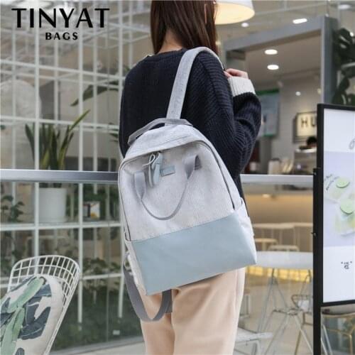 TINYAT Men Women Canvas Backpack Gray Casual Rucksacks 15inch Laptop Backpacks College Student School Bag Backpack Women Mochila