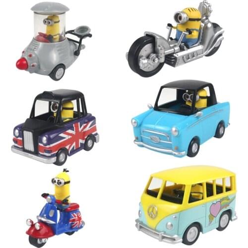 Despicable Me Minions Alloy toy car Q cute motorcycle sports car Collection childrens toys gifts family decorations