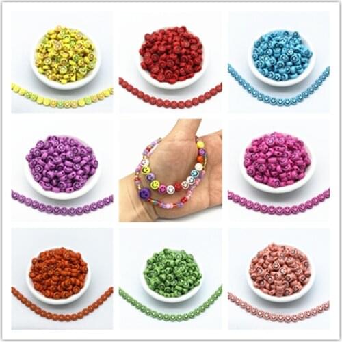 7x4mm 100pcs Smiling Face Round Flat Charms Acrylic Beads Loose Spacer Beads for Jewelry Makeing DIY Clothing Accessories