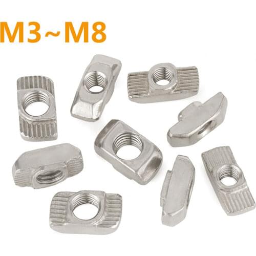20-50PCSM3 M4 M5 M6 M8 Slot T-nut Sliding T Nut Hammer Drop In Fasten Connector for EU 20 30 40 45Series Aluminum Profile