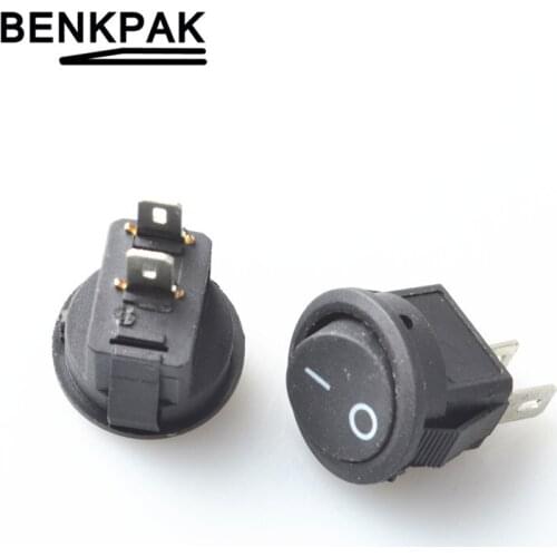 10pcs Small Round Black 2pin Power Switch rocker switch 3A 250V