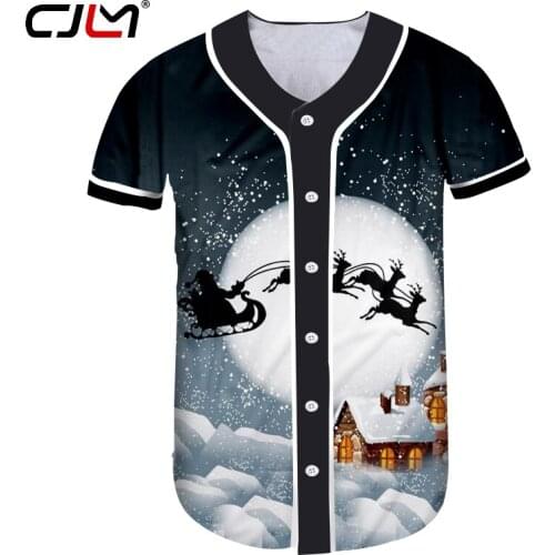 CJLM Winter Christmas Man Animal T-shirt 3D Printed Moon And Elk Harajuku Mens Best Selling 6XL Baseball Shirt
