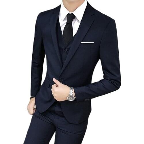 Mens Suits 2021 Autumn Business Gentlemen Wedding Banquet Groom Formal Suit 3 Pieces Sets Coat Vest Pants Trousers Waistcoat
