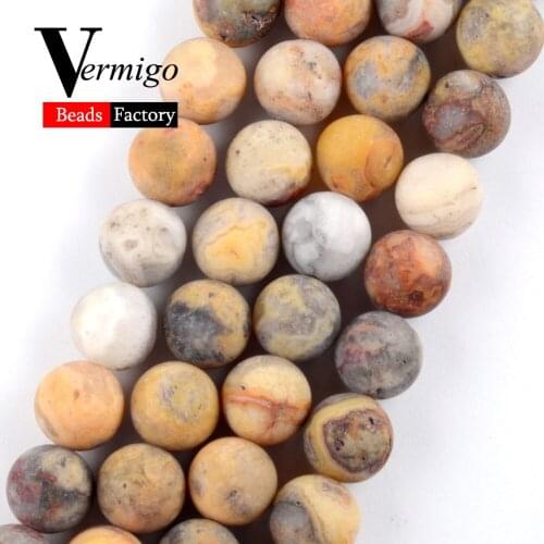 Natural Dull Polished Crazy Agates Gem Stone Round Beads For Jewelry Making DIY Necklace Bracelet 4mm-12mm Matte Loose Beads 15"