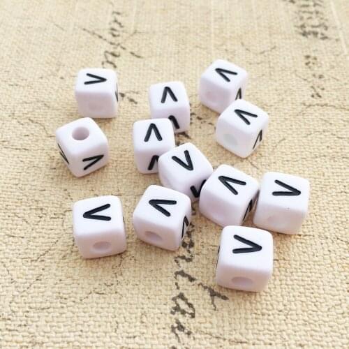Wholesale 550pcs Single V Printing Acrylic Letter Beads Cube 10*10MM Square Plastic Alphabet Initial Lucite Ornament Beads