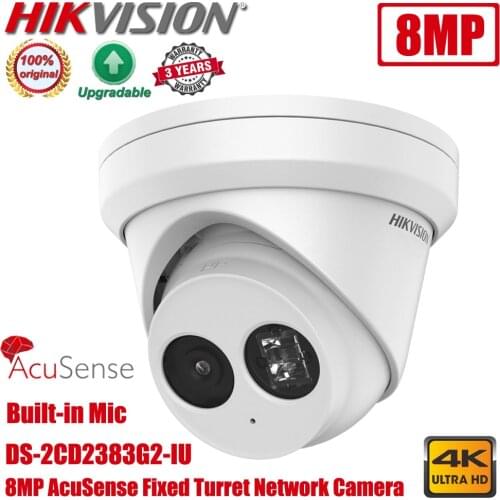 Original Hikvision DS-2CD2383G0-IU 8MP POE H.265 Built-in Mic IR Turret Network CCTV IP Camera