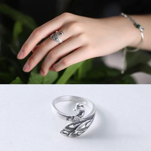 Original Design Bohemian Retro Peacock Ring For Women Fashion Open Finger Rings Female Boho Jewelry