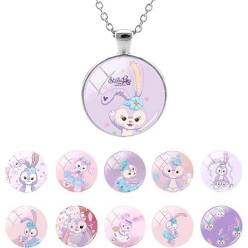 Disney StellaLou Cute Pattern 25mm Glass Dome Pendant Necklace Christmas for Children Gifts Cabochon Jewelry High Quality DDF248