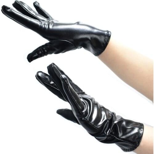 Sexy Black Finger Mittens Shiny Metallic Unisex Spandex Short Evening Gloves Fancy Flapper Wrist Party Gloves