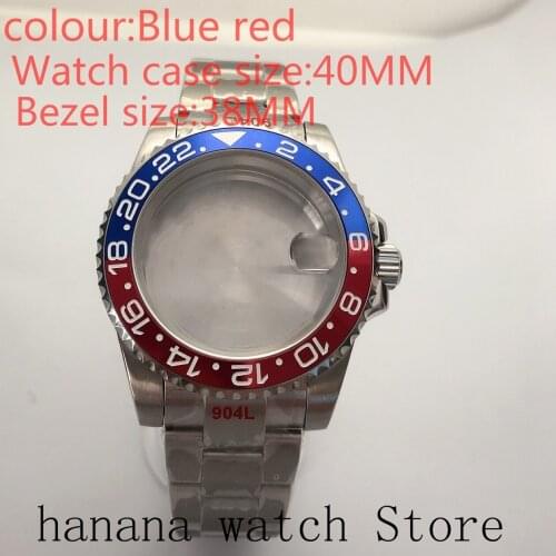 Suitable for NH35 / NH36 Mingzhu2813 Miyota stainless steel self-winding 40mm case, sapphire black blue red rotating bezel