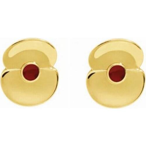 Somme 100 Poppy Flower Stud Earrings Women Gold Tone Century Jewelry