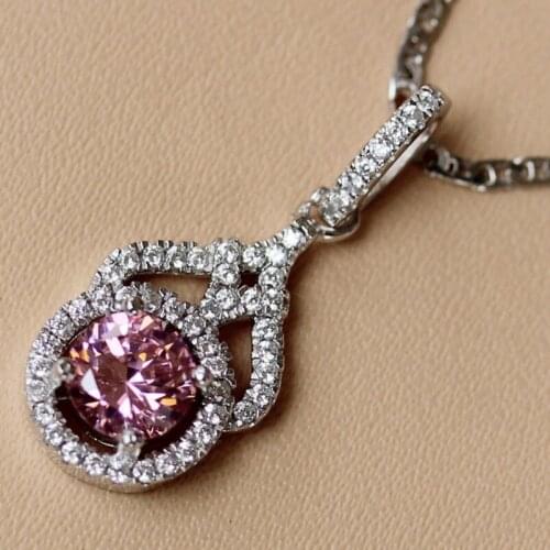 SHUNXUNZE Luxury Flash sale christmas Wedding pendants for women Jewelry & Accessories Pink Cubic Zirconia Rhodium Plated R3204